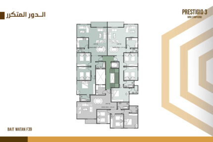 صورة قطاع الدور المتكرر بمينى كومبوند f39 بالحى الثالث بيت الوطن